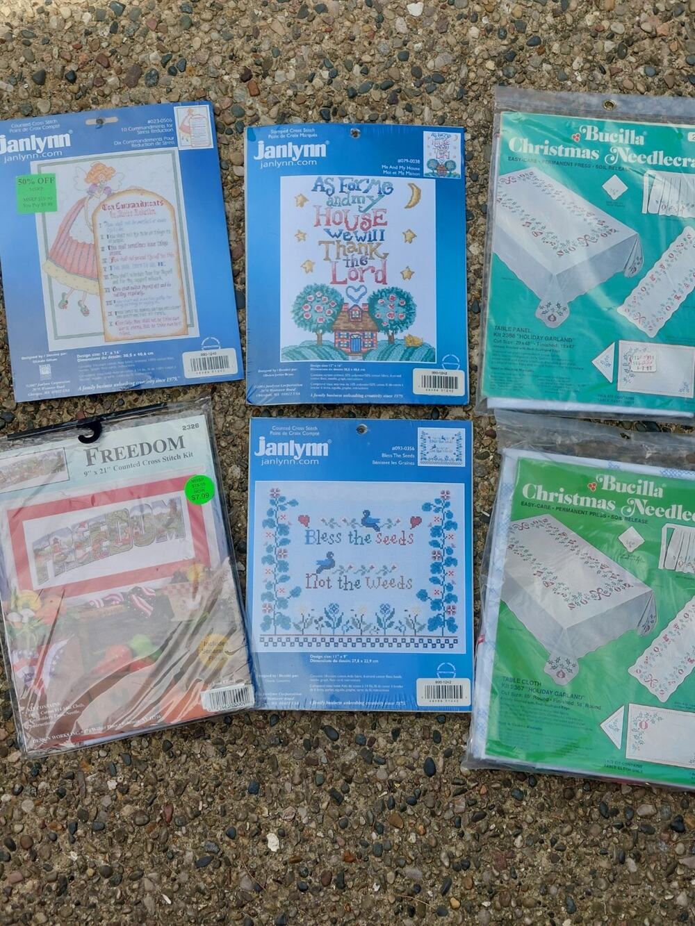 Mixed Lot of 6 NIP Counted Cross Stitch Kits Bucilla JANLYNN